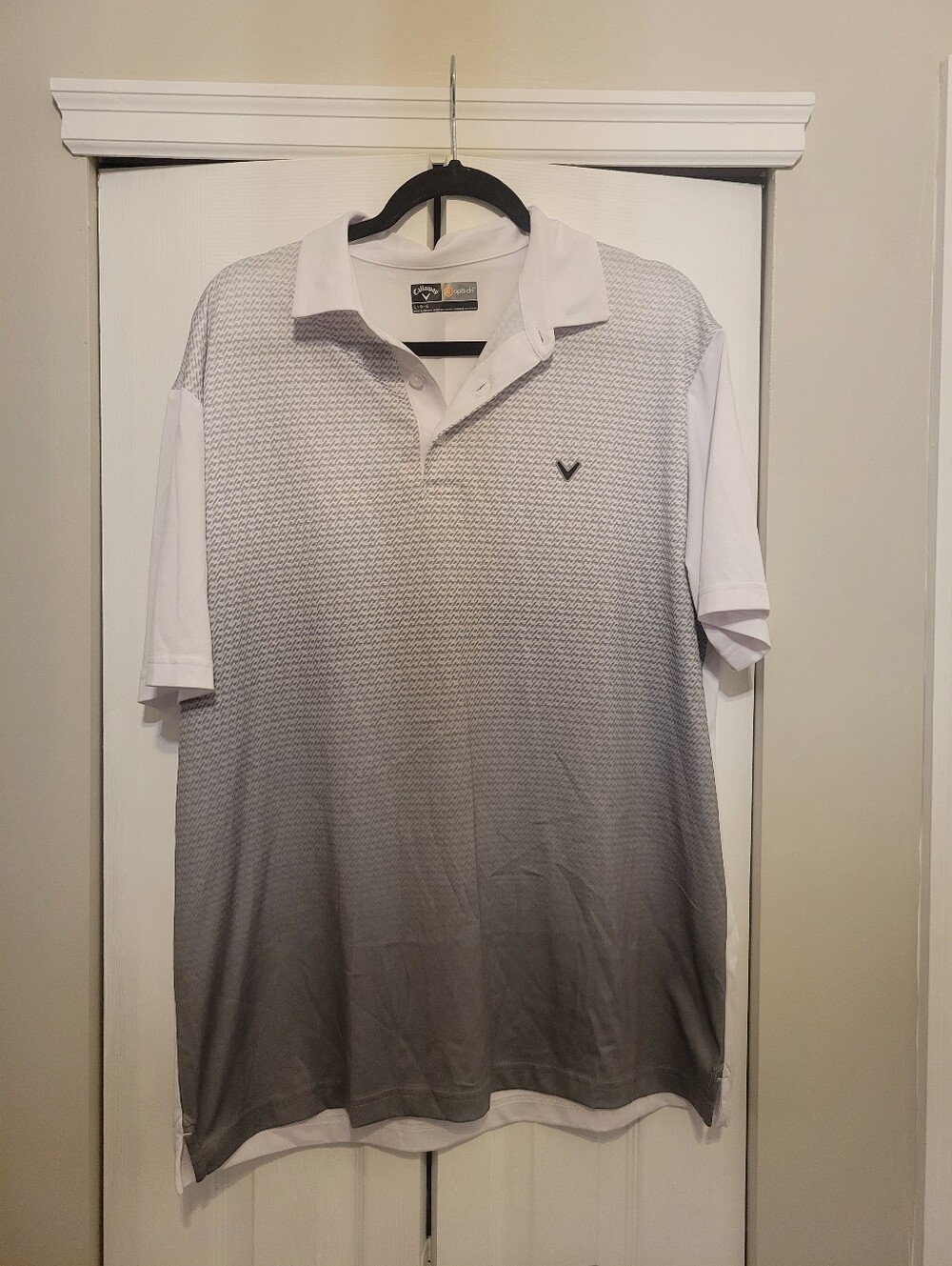 Callaway Men's Large White to Gray Ombre Golf Polo